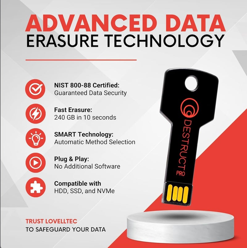 D-Struct Lovell PRO - USB Hard Drive Eraser & Data Destruction Tool - 3 Phase Crytopgraphic Wipe - Super Fast SMART Technology - Multi-Drive Compatibility - Works With HDD, SSD, & External Hard Drives - Image 2